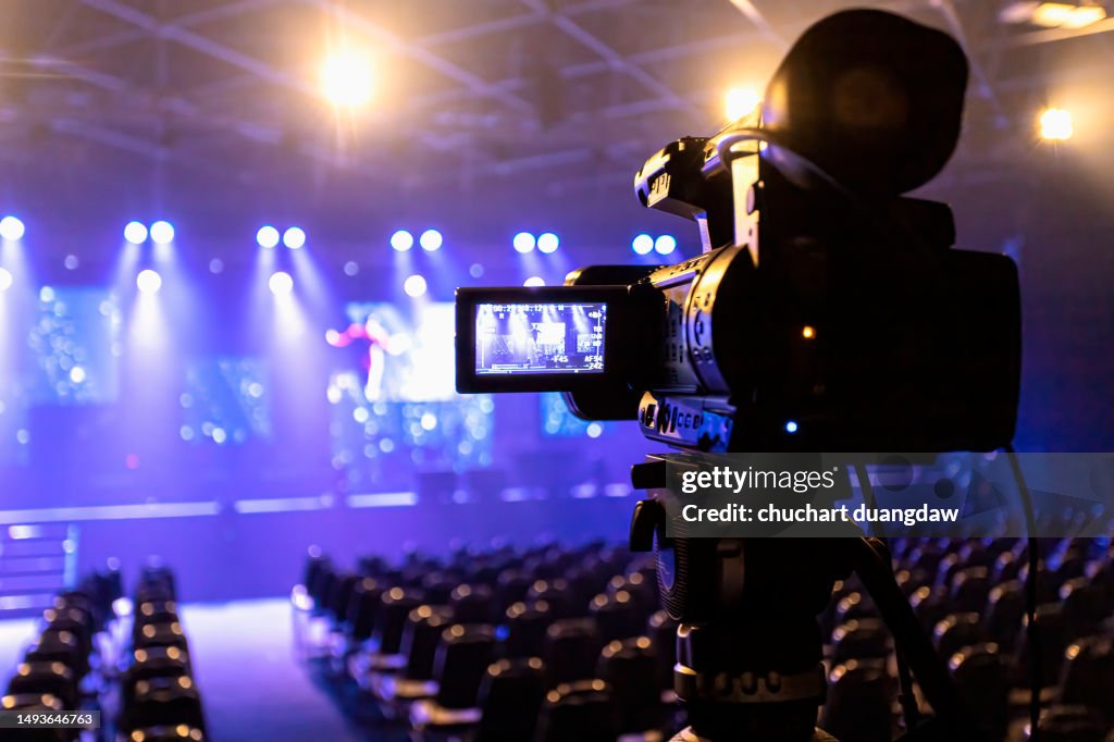 Close-Up Of Video Camer At the Studio is Broadcast live