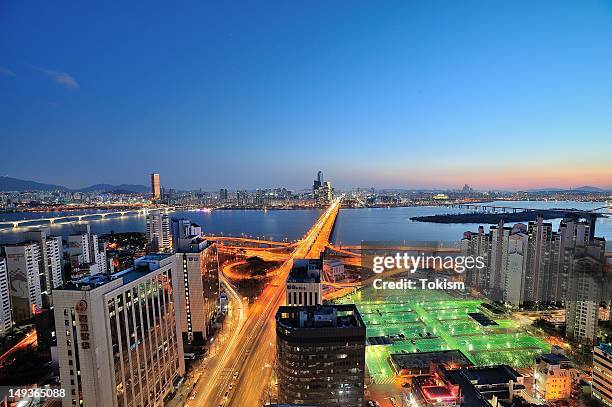 night of mapo bridge - mapo bridge stock pictures, royalty-free photos & images