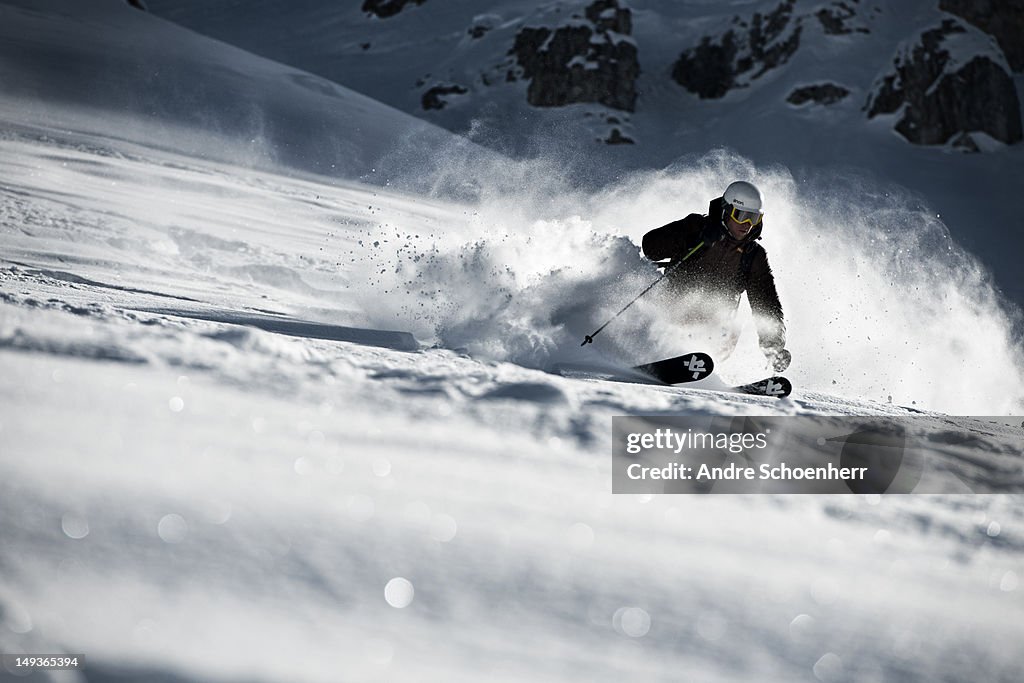 Skier in deep snow