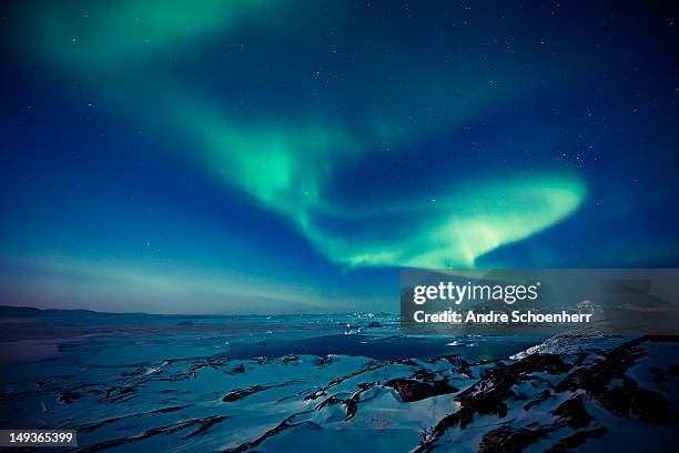 norhter lights - aurora borealis greenland stock pictures, royalty-free photos & images