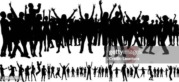 crowd (all people are complete and moveable, see all people below) - protesters silhouette stock illustrations
