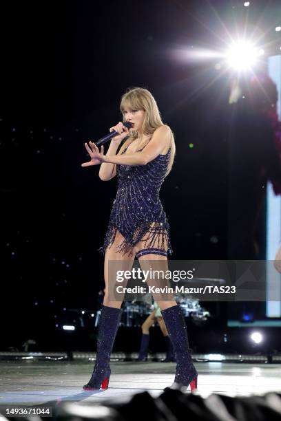 Taylor Swift performs onstage during "Taylor Swift | The Eras Tour" at MetLife Stadium on May 26, 2023 in East Rutherford, New Jersey.