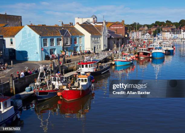 boats on the river wey in weymouth - weymouth stock pictures, royalty-free photos & images