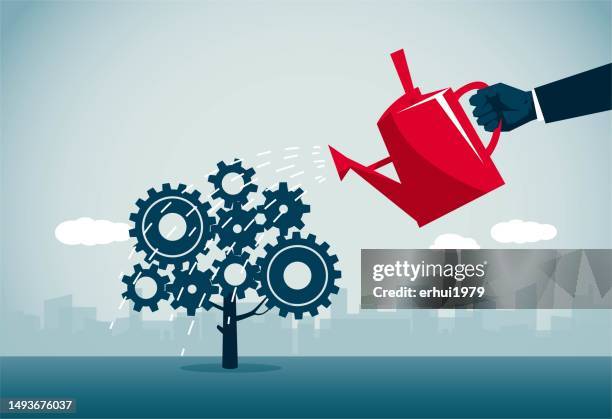 water the gear tree - watering can stock illustrations