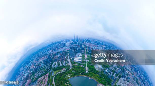 aerial view of shanghai biggest pulic park--century park - idyllic community stock pictures, royalty-free photos & images