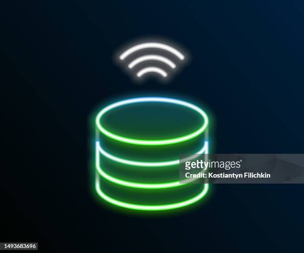 glowing neon line smart server data