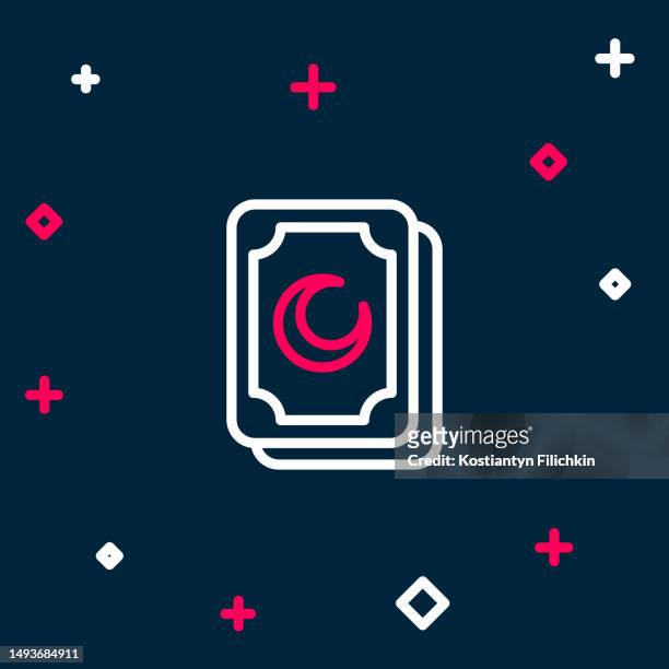 line tarot cards icon isolated blue