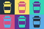 pop art cup tea icon isolated