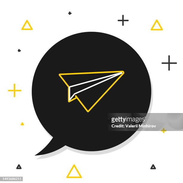 line paper plane icon isolated white