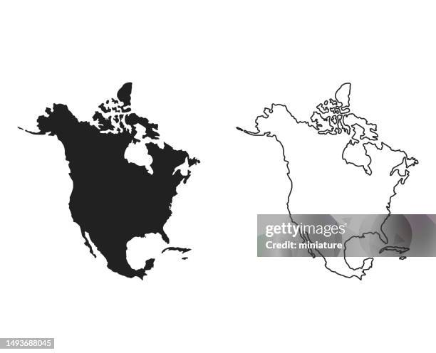 north america map - outline of united states stock illustrations