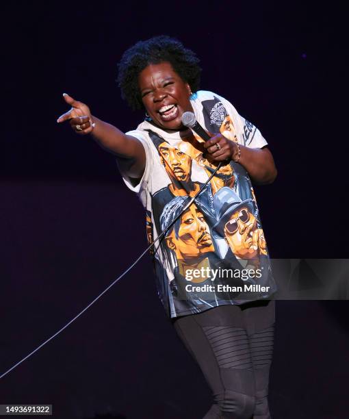 Leslie Jones performs her stand-up comedy routine on a stop of the Leslie Jones: Live Tour at The Theater at Virgin Hotels Las Vegas on May 26, 2023...