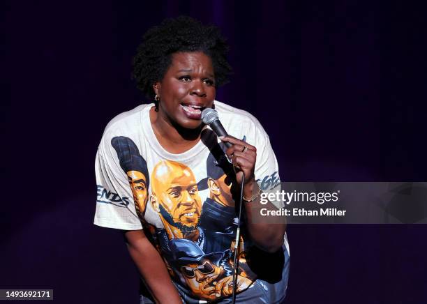 Leslie Jones performs her stand-up comedy routine on a stop of the Leslie Jones: Live Tour at The Theater at Virgin Hotels Las Vegas on May 26, 2023...