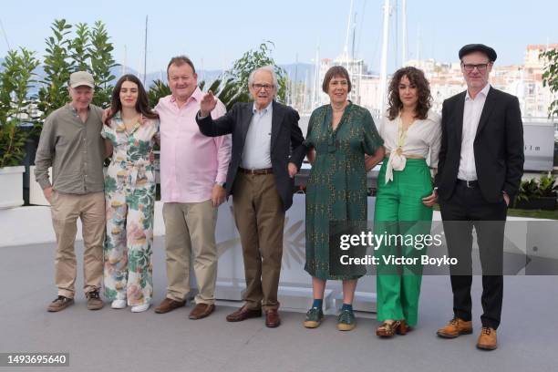 Paul Laverty, Elba Mari, Dave Turner, Director, Ken Loach, Rebecca O'Brien, Claire Rodgerson and Trevor Fox attend "The Old Oak" photocall at the...