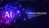 web banner with artificial intelligence computer