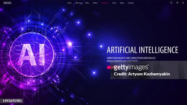 web banner with artificial intelligence computer