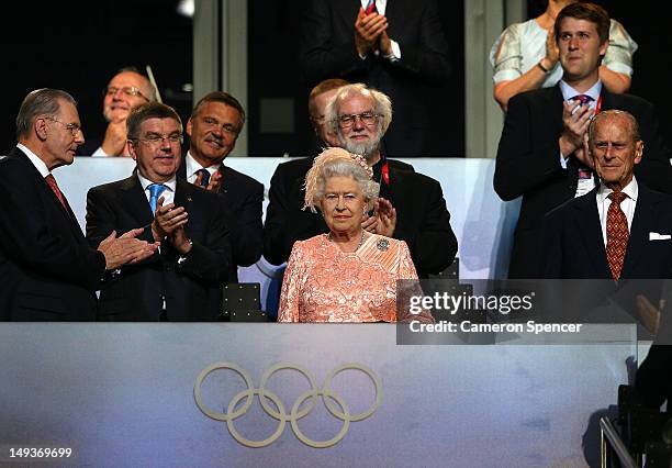 Queen Elizabeth II attends the Opening Ceremony of the London 2012 Olympic Games at the Olympic Stadium on July 27, 2012 in London, England.