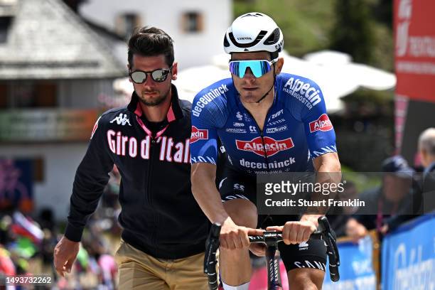 Kristian Sbaragli of Italy and Team Alpecin-Deceuninck crosses the finish line during the 106th Giro d'Italia 2023, Stage 20 a 18.6km individual...