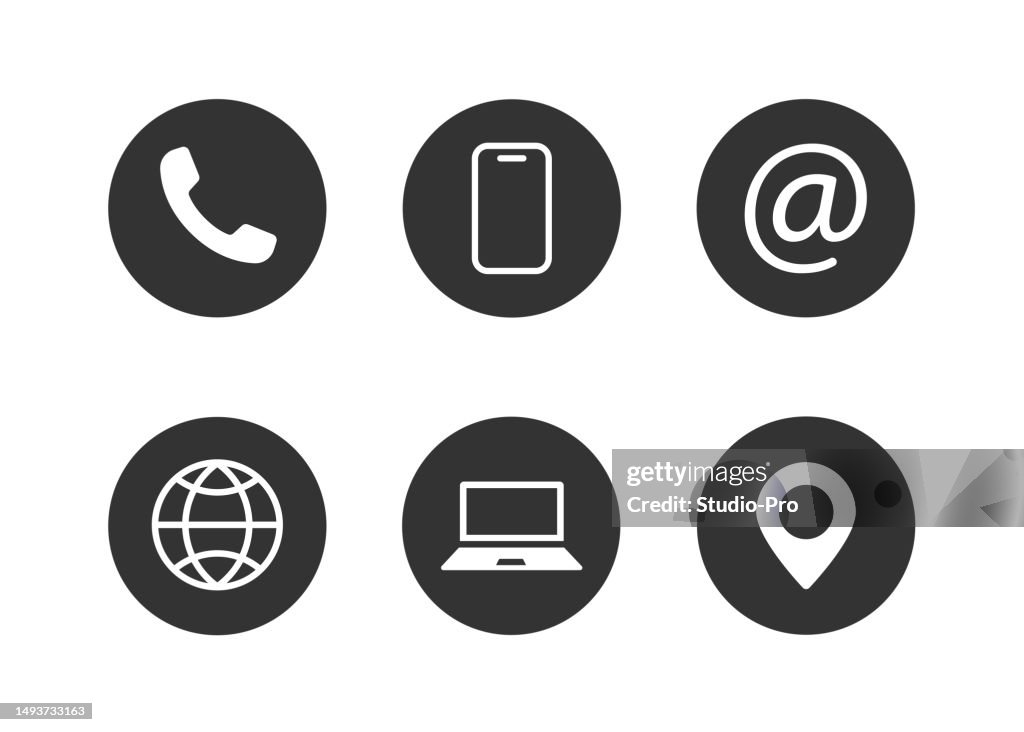 Contact us icons. Communication symbols vector set template