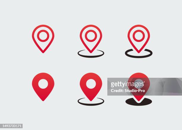 map pin locator symbol red pointing icon set template - human settlement stock illustrations