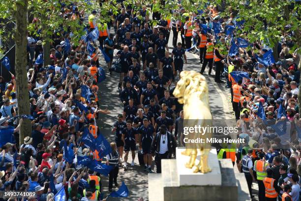 Sale Sharks players arrive at the stadium prior to the Gallagher Premiership Final between Saracens and Sale Sharks at Twickenham Stadium on May 27,...