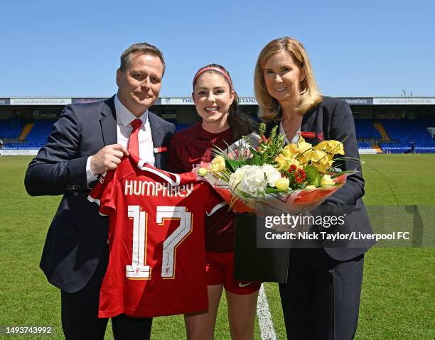 Leaving the Liverpool Women today is Carla Humphrey, she is pictured with Sue Black Executive Director of LFC Women and Russ Fraser M.D. LFC Women...