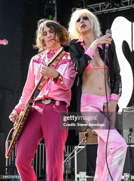 Henri Cash and Arrow de Wilde of Starcrawler perform on Day 1 of BottleRock Napa Valley Music Festival at Napa Valley Expo on May 26, 2023 in Napa,...