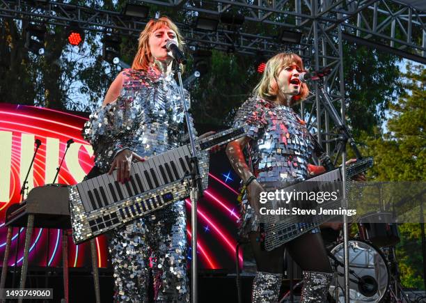 Holly Laessig and Jess Wolfe of Lucius perform on Day 1 of BottleRock Napa Valley Music Festival at Napa Valley Expo on May 26, 2023 in Napa,...