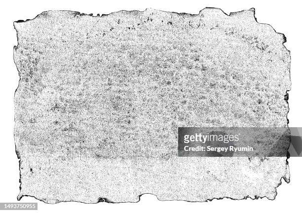 burnt edges paper isolated on white background. - old parchment, background, burnt stock pictures, royalty-free photos & images