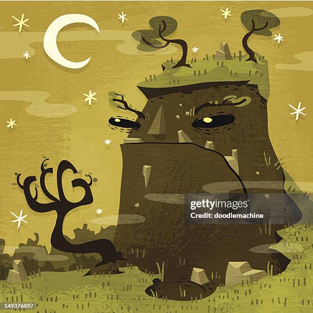 illustrazioni stock, clip art, cartoni animati e icone di tendenza di terra di mostro - gigante personaggio fantastico