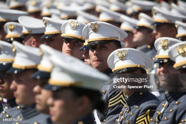 Cadets in Michie Stadium attend West Point's graduation ceremony on May 27, 2023 in West Point, New York. Vice President Kamala Harris will deliver...