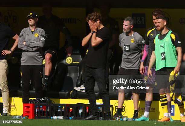 Edin Terzic, Head Coach of Borussia Dortmund, looks dejected during the Bundesliga match between Borussia Dortmund and 1. FSV Mainz 05 at Signal...