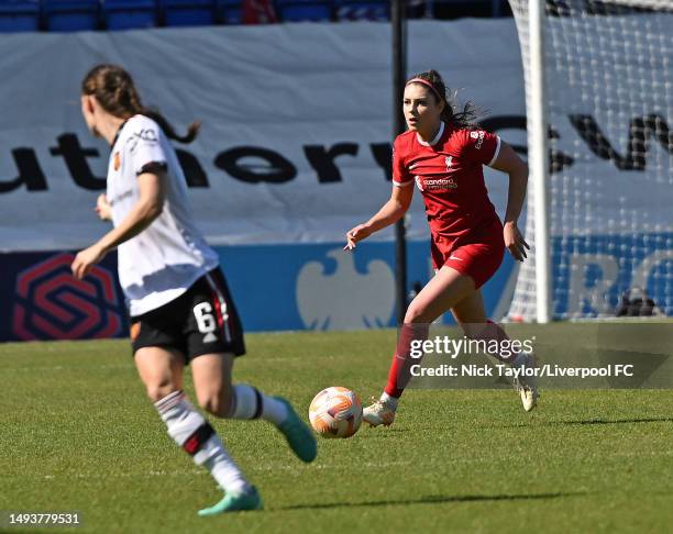 Carla Humphrey of Liverpool Women during the FA Women's Super League match between Liverpool and Manchester United at Prenton Park on May 27, 2023 in...