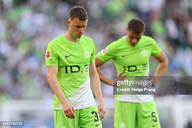 Yannick Gerhardt of VfL Wolfsburg looks dejected after the team's defeat in the Bundesliga match between VfL Wolfsburg and Hertha BSC at Volkswagen...