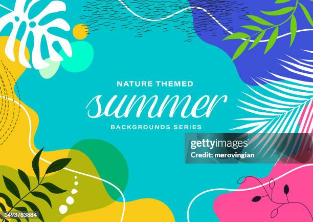 abstrakter hintergrund mit natürlichen linienkünsten - sommerthema - - tropisches muster stock-grafiken, -clipart, -cartoons und -symbole