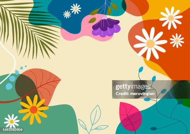 ilustraciones, imágenes clip art, dibujos animados e iconos de stock de abstracto simple fondo con artes de línea natural - tema de verano - - niñez