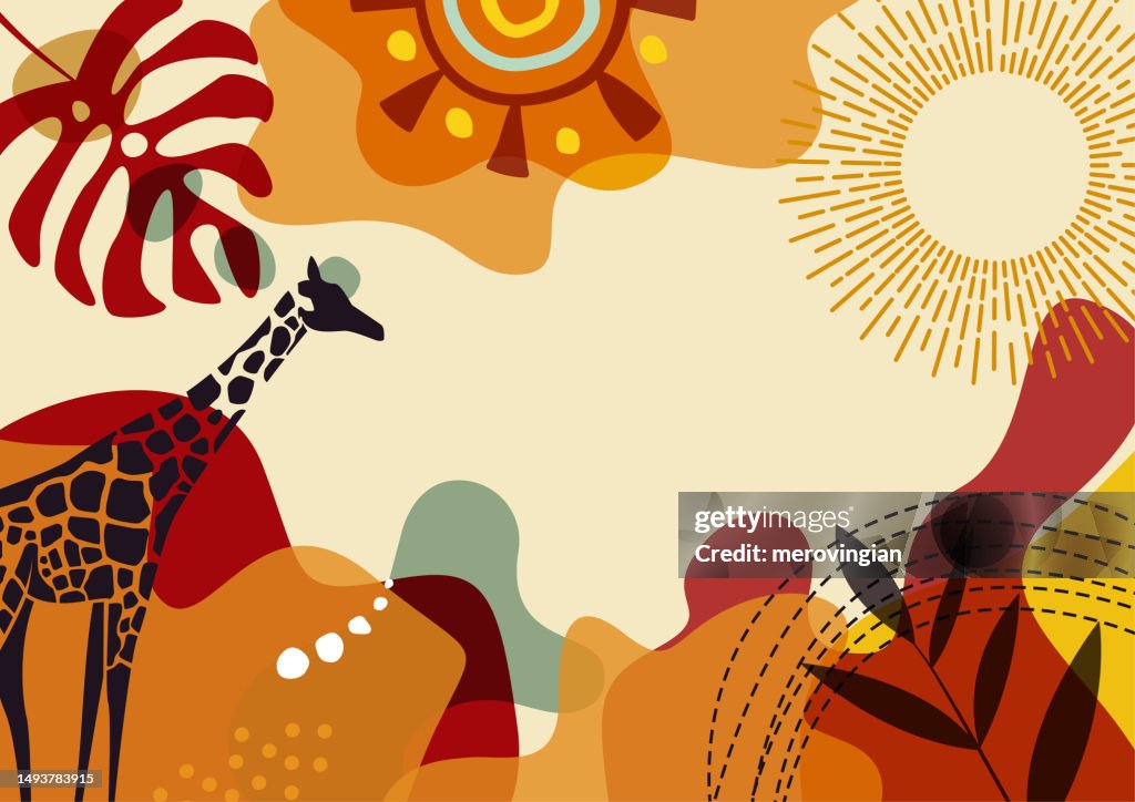 Abstrato simplesmente fundo com artes de linha natural - Tema africano -