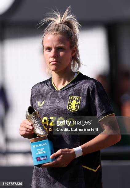 Rachel Daly of Aston Villa with the Golden Boot award following the FA Women's Super League match between Arsenal and Aston Villa at Meadow Park on...