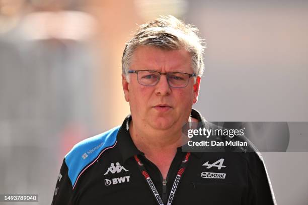 Otmar Szafnauer, Team Principal of Alpine F1 walks in the Paddock after qualifying ahead of the F1 Grand Prix of Monaco at Circuit de Monaco on May...