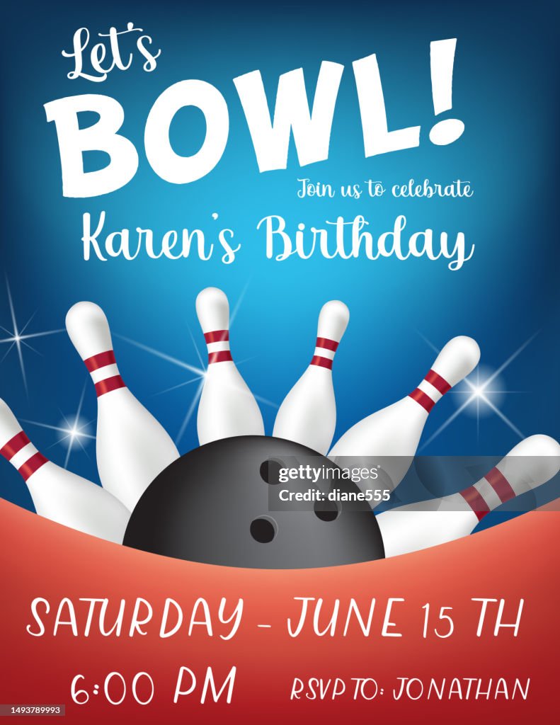 Bowling Party Invitation Template High-Res Vector Graphic - Getty Images