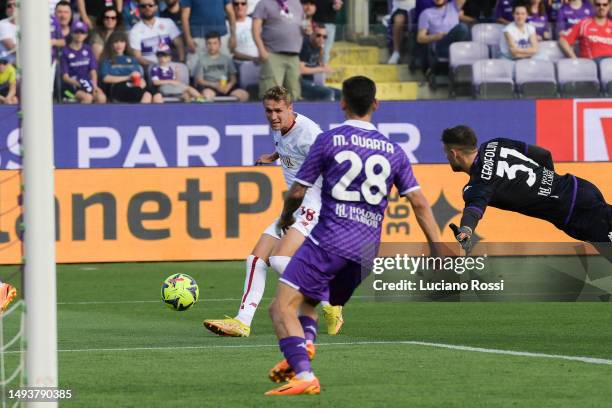 Roma player Ola Solbakken during the Serie A match between ACF Fiorentina and AS Roma at Stadio Artemio Franchi on May 27, 2023 in Florence, Italy.