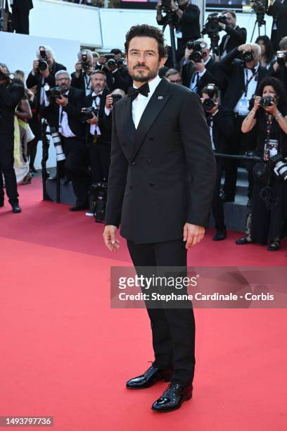 Orlando Bloom attends the "Elemental" screening and closing ceremony red carpet during the 76th annual Cannes film festival at Palais des Festivals...