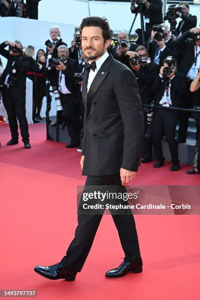 Orlando Bloom attends the "Elemental" screening and closing ceremony red carpet during the 76th annual Cannes film festival at Palais des Festivals...