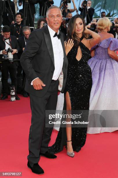 Samy Naceri and Sofia Athena attend the "Elemental" screening and closing ceremony red carpet during the 76th annual Cannes film festival at Palais...