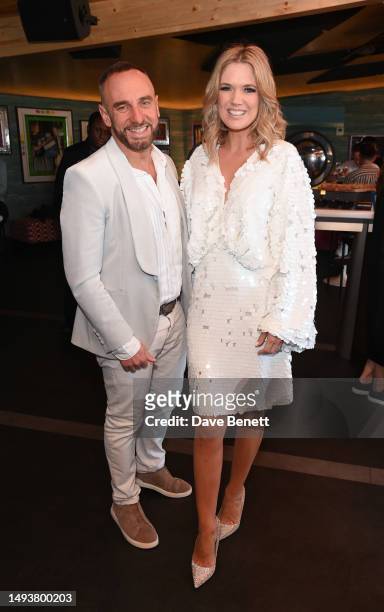 Mark Heyes and Charlotte Hawkins attend the 1st anniversary performance of "ABBA Voyage" at the ABBA Arena on May 27, 2023 in London, England.
