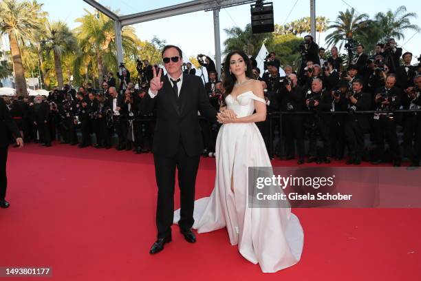 Quentin Tarantino and Daniella Pick attend attends the "Elemental" screening and closing ceremony red carpet during the 76th annual Cannes film...