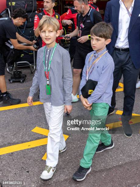 Sacha Casiraghi and Raphael Elmaleh attend the F1 Grand Prix of Monaco - Qualifying at Circuit de Monaco on May 27, 2023 in Monte-Carlo, Monaco.