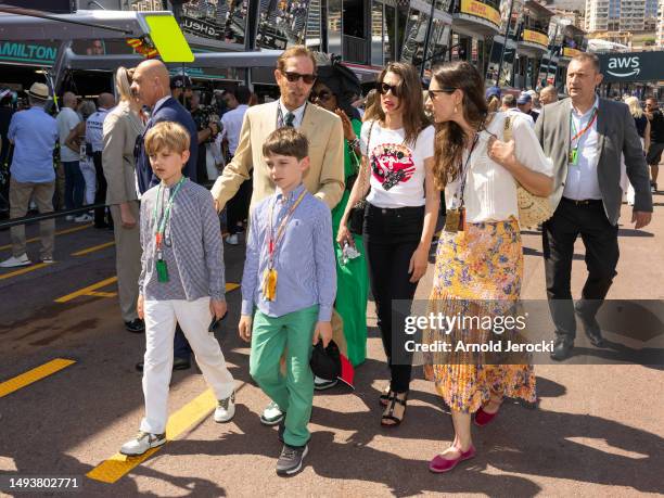 Sacha Casiraghi, Andrea Casiraghi, Raphael Elmaleh, Charlotte Casiraghi and Tatiana Santo Domingo attend the F1 Grand Prix of Monaco - Qualifying at...