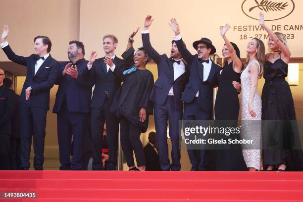 Jury members Paul Dano, Denis Ménochet, Damián Szifron, Rungano Nyoni, President of the Jury Ruben Östlund, Atiq Rahimi, Maryam Touzani, Brie Larson...