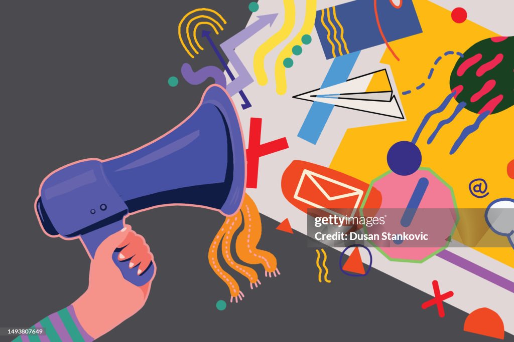 Megaphone in abstract style.