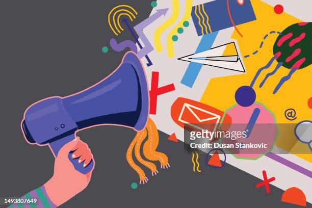 megaphone in abstract style. - multi coloured megaphone stock illustrations